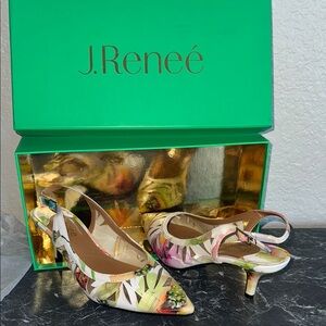 J.Renee Women's Floral Slingback Heels